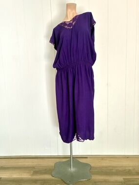 VTG 1980s Purple Indian Rayon Dress Sz M L